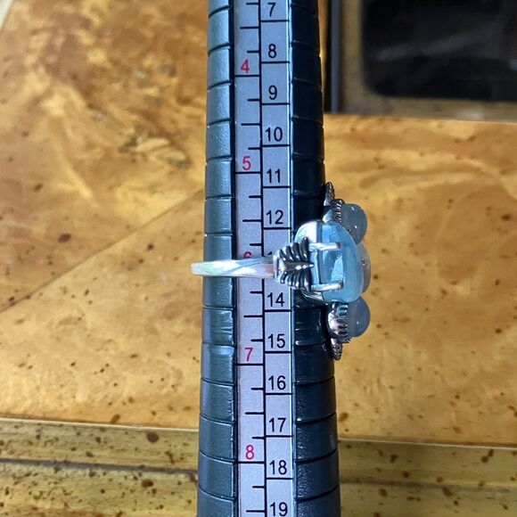 Genuine Aquamarine Sterling Silver Ring Size 6 - Picture 8 of 9